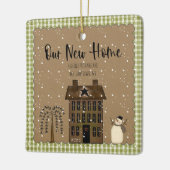 RUSTISCH NIEUW-THUIS SALTBOX-HUIS GEPERSONALISEERD KERAMISCH ORNAMENT (Links)
