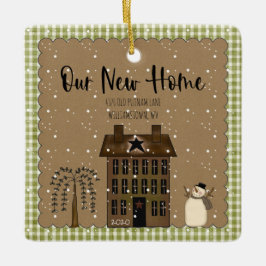 RUSTISCH NIEUW-THUIS SALTBOX-HUIS GEPERSONALISEERD KERAMISCH ORNAMENT