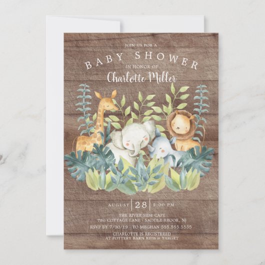 Rustisch Oerwoud Baby shower Kaart (Voorkant)