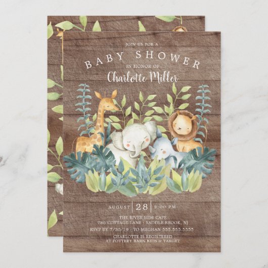 Rustisch Oerwoud Baby shower Kaart (Voorkant / Achterkant)