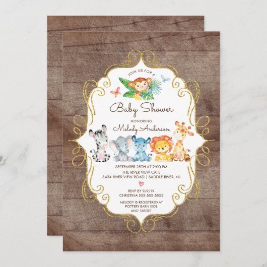 Rustisch Oerwoud Dieren Neutraal Baby shower Kaart (Voorkant / Achterkant)