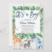 Rustisch Oerwoud Safari Animals Boy Baby shower Kaart (Voorkant)