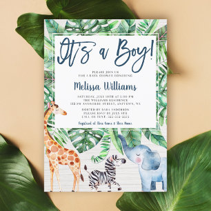Rustisch Oerwoud Safari Animals Boy Baby shower Kaart