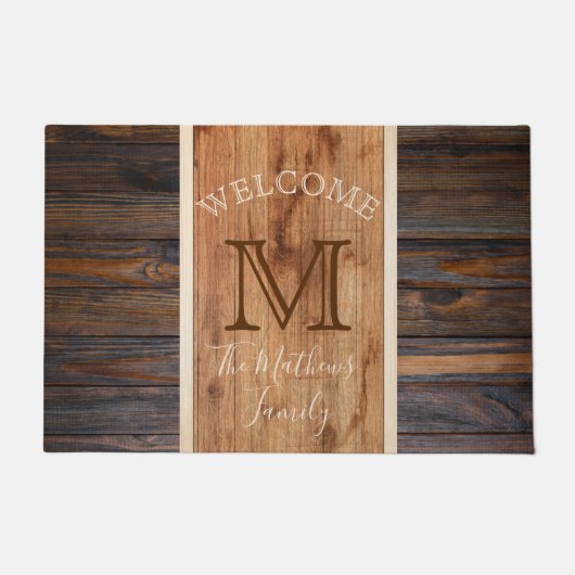 Rustisch ontwerp met houtafoon Monogram stripe Deurmat (Voorkant)