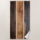 Rustisch ontwerp met houtafoon Monogram stripe Strandlaken (Voorkant)