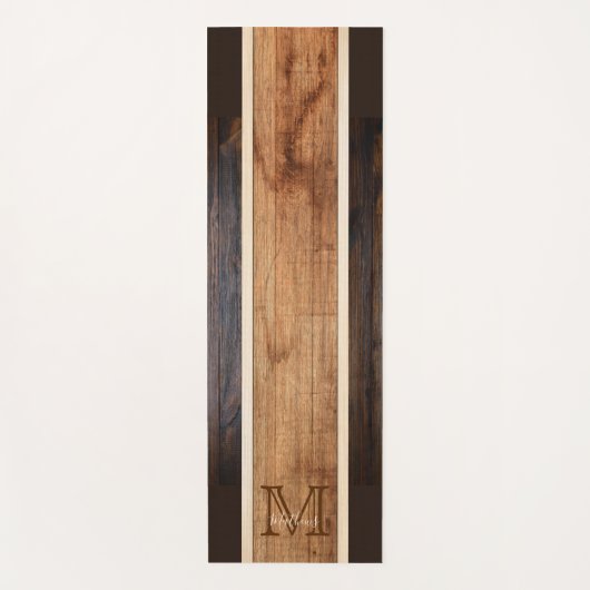 Rustisch ontwerp met houtafoon Monogram stripe Yogamat (Voorkant)