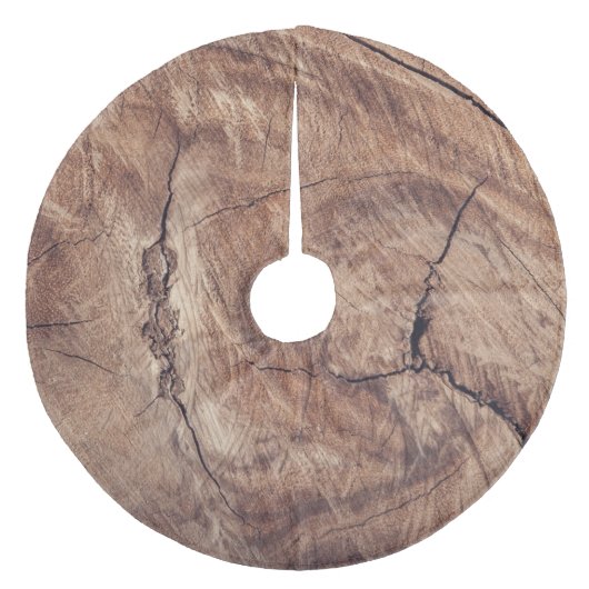 Rustisch ontwerp van houten korrels fleece kerstboom rok (Voorkant)
