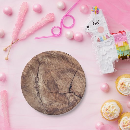 Rustisch ontwerp van houten korrels papieren bordje (Feest)