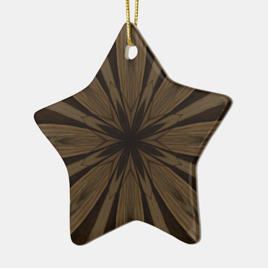 Rustisch ontwerp voor bruine ventilator Kaleidosco Keramisch Ornament (Links)