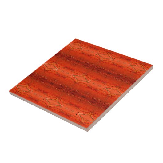 Rustisch Oranje Aztec-patroon Tegeltje (Zijkant)