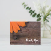 Rustisch Oranje Daisy Barn Wood Land Dank je Briefkaart (Staand voorkant)