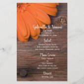 Rustisch Oranje Daisy Country Barn Wedding Menu (Voorkant)