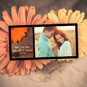 Rustisch Oranje Daisy Country Wedding Save the Dat Date