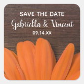 Rustisch Oranje Daisy Country Wedding Save the Dat Vierkante Sticker (Voorkant)