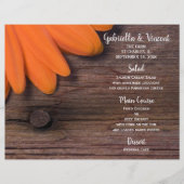 Rustisch Oranje Daisy Country Western Wedding Menu (Voorkant)
