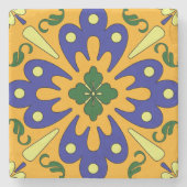 Rustisch Oranje geel en blauw Onderzetter van de S (Voorkant)