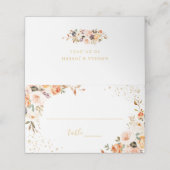 Rustisch Oranje najaar Floral Gold Glitters Weddin Plaatskaartje (Buitenkant ongevouwen)