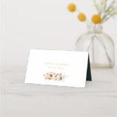 Rustisch Oranje najaar Floral Gold Glitters Weddin Plaatskaartje (Achterkant)