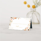 Rustisch Oranje najaar Floral Gold Glitters Weddin Plaatskaartje (Voorkant)
