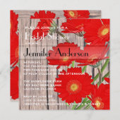 Rustisch Oranje Rood Gerbera Land Vrijgezellenfees Kaart (Voorkant / Achterkant)