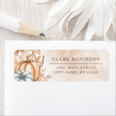 Rustisch Oranje Wit pompoen Rugingadreslabel Etiket (Insitu)