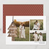 Rustisch Ornament Pas getrouwd 3 Kerstmis Feestdagenkaart (Voorkant / Achterkant)