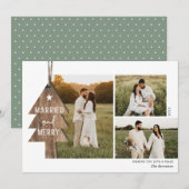 Rustisch Ornament Pas getrouwd 3 Kerstmis Feestdagenkaart (Voorkant / Achterkant)