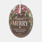 Rustisch Ornament voor kerstmis met huwelijk en vr (Voorkant links)