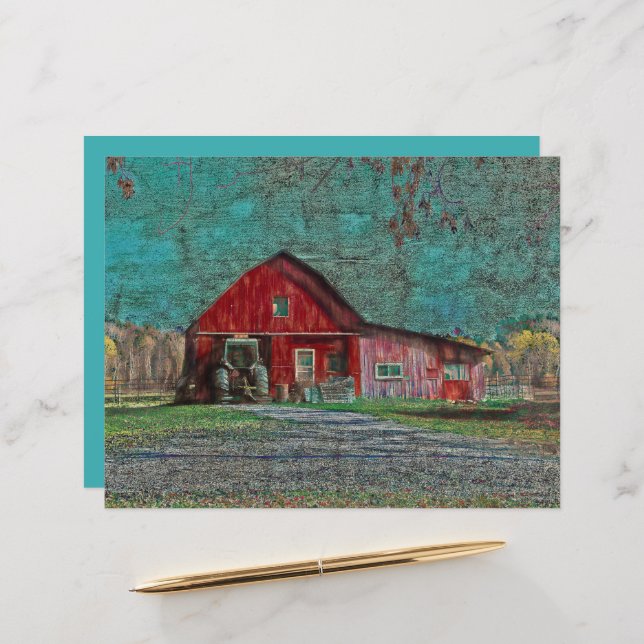  Rustisch Oud Blauwgroen Textuur Barn (Voorkant / Achterkant in situ)