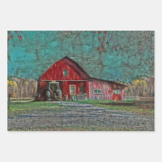  Rustisch Oud Blauwgroen Textuur Barn Inpakpapier Vel (Voorkant 2)