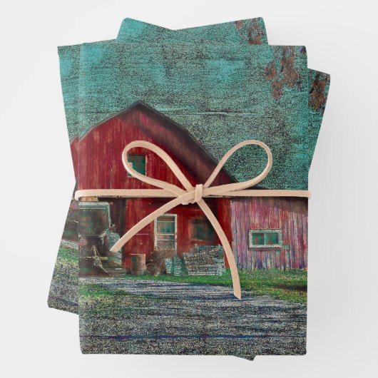  Rustisch Oud Blauwgroen Textuur Barn Inpakpapier Vel (In situ)