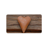 Rustisch oud hart op hout etiket (Voorkant)