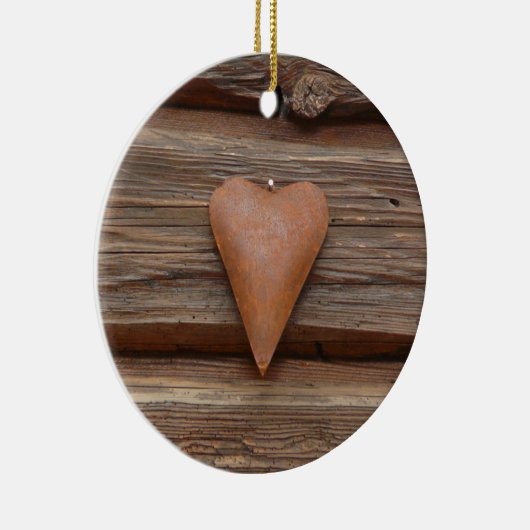Rustisch oud hart op hout keramisch ornament (Rechts)