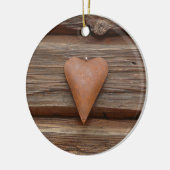 Rustisch oud hart op hout keramisch ornament (Links)