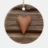 Rustisch oud hart op hout keramisch ornament (Achterkant)