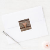 Rustisch oud hart op hout vierkante sticker (Envelop)