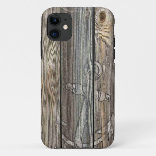 Rustisch oud hout en anker iPhone 11 hoesje
