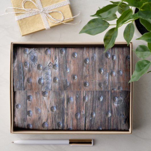 Rustisch oud hout met nagels tissuepapier (Geschenk)