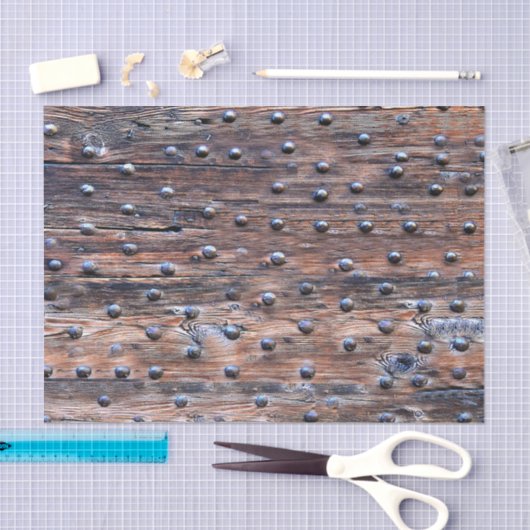 Rustisch oud hout met nagels tissuepapier (Craft)