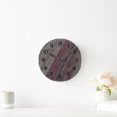 Rustisch oud hout met rode verf ronde klok (Huis)