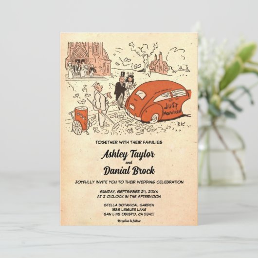 Rustisch Oud-huwelijks Wuwelijks Kaart (Staand voorkant)