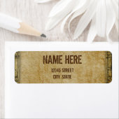 Rustisch oud label voor retouradres op het plattel (Insitu)