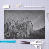 Rustisch oud land, zwart en wit  tissuepapier (Craft)