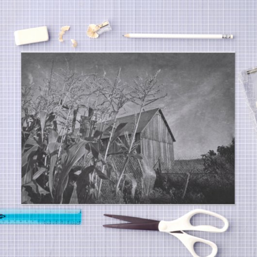 Rustisch oud land, zwart en wit  tissuepapier (Craft)