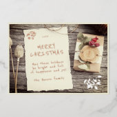 Rustisch oud papier Pergament Wood Kerstmis Folie Feestdagenkaart (Voorkant)