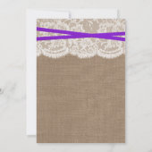 Rustisch Paars Bow, Burlap en Lace Vrijgezellenfee Kaart (Achterkant)