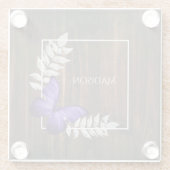 Rustisch Paars Butterfly - gepersonaliseerd Onderz Glazen Onderzetter (Achterkant)