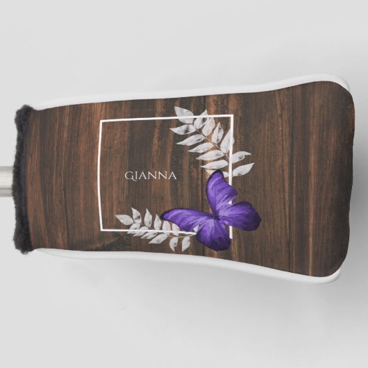 Rustisch Paars Butterfly Golf Head Hoesje Golfheadcover (Voorkant)
