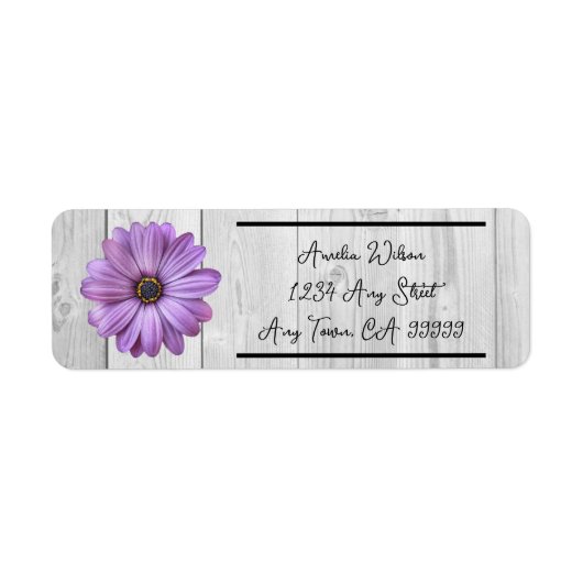 Rustisch Paars Daisy Return Address Label (Voorkant)