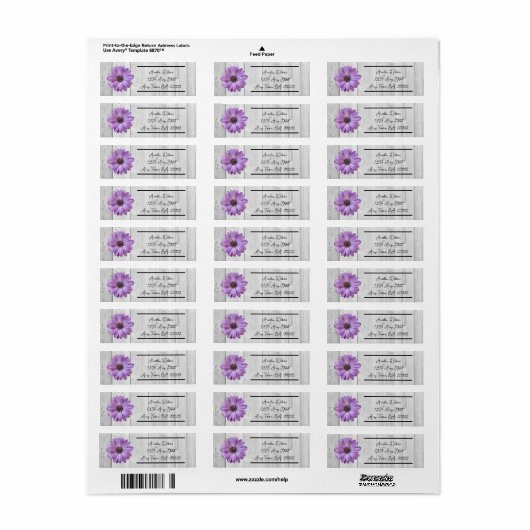 Rustisch Paars Daisy Return Address Label (Full Sheet)